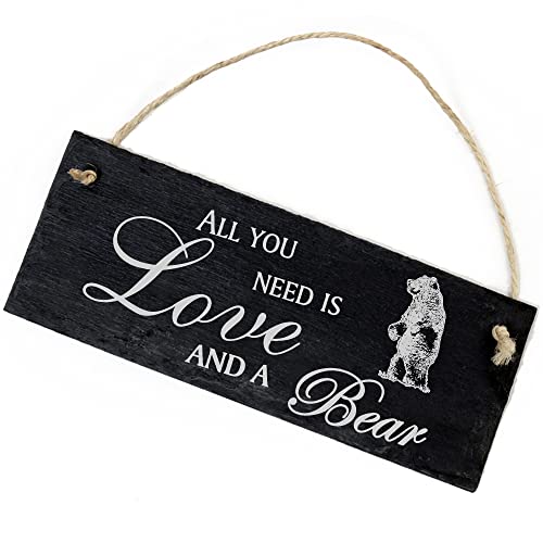 Schiefertafel Deko stehender Bär Schild 22 x 8 cm - All you need is Love and a Bear - Wanddeko Dekoration Türschild Schiefertafel Deko stehender Bär Schild 22 x 8 cm - All you need is Love and a Bear - Wanddeko Dekoration Türschild von DEKO-LANDO