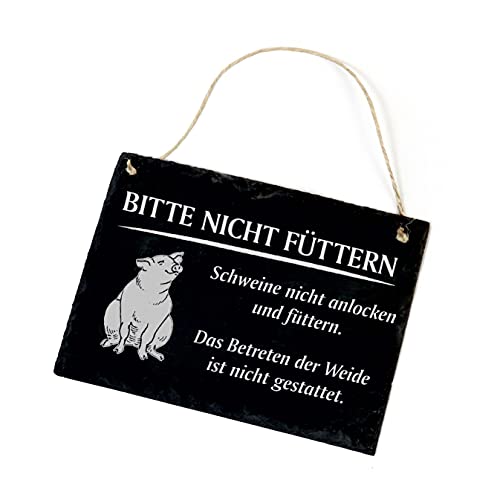 Schiefertafel Schwein Bitte nicht füttern - Betreten der Weide ist nicht gestattet - Schild 22x16cm von DEKO-LANDO