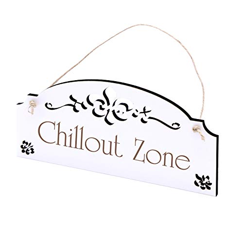 Schild Chillout Zone - Vintage Türschild mit Ornamenten 22 x 11 cm von DEKO-LANDO