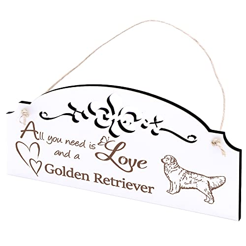 Schild Golden Retriever Deko 20x10cm - All you need is Love and a Golden Retriever - Holz Wanddeko Dekoration Wand Schild Golden Retriever Deko 20x10cm - All you need is Love and a Golden Retriever - Holz Wanddeko Dekoration Wand von DEKO-LANDO