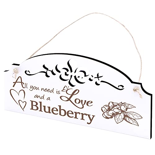 Schild Heidelbeere Deko 20x10cm - All you need is Love and a Blueberry - Holz Wanddeko Dekoration Wand von DEKO-LANDO
