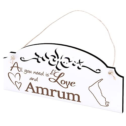 Schild Insel Amrum Deko 20x10cm - All you need is Love and Amrum - Holz Wanddeko Dekoration Wand von DEKO-LANDO