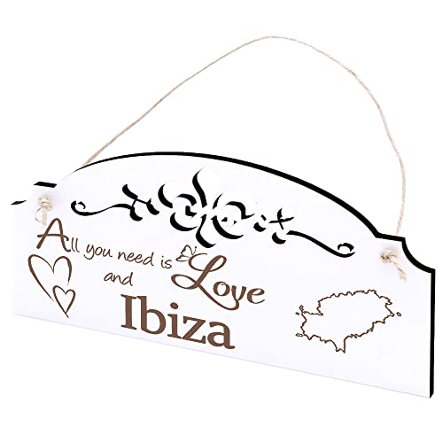 Schild Insel Ibiza Deko 20x10cm - All you need is Love and Ibiza - Holz Wanddeko Dekoration Wand von DEKO-LANDO