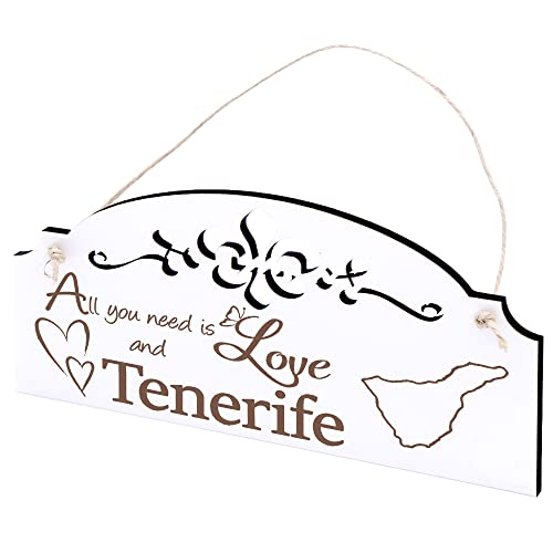 Schild Insel Teneriffa Deko 20x10cm - All you need is Love and Tenerife - Holz Wanddeko Dekoration Wand von DEKO-LANDO