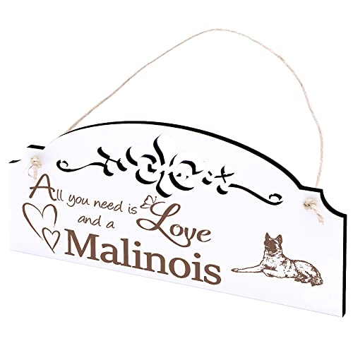 Schild Malinois Belgischer Schäferhund Deko 20x10cm - All you need is Love and a Malinois - Holz Wanddeko Dekoration Wand von DEKO-LANDO