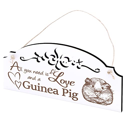 Schild Meerschweinchen Deko 20x10cm - All you need is Love and a Guinea Pig - Holz Wanddeko Dekoration Wand von DEKO-LANDO