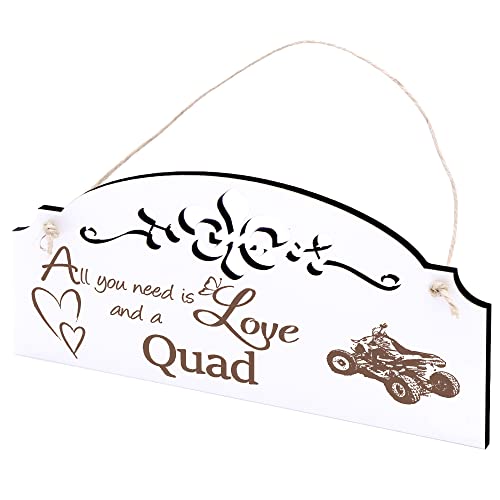 Schild Quad Deko 20x10cm - All you need is Love and a Quad - Holz Wanddeko Dekoration Wand von DEKO-LANDO