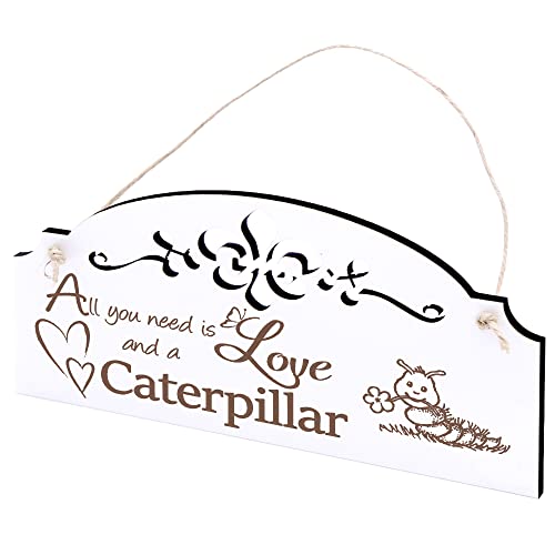 Schild Raupe mit Blume Deko 20x10cm - All you need is Love and a Caterpillar - Holz Wanddeko Dekoration Wand Schild Raupe mit Blume Deko 20x10cm - All you need is Love and a Caterpillar - Holz Wanddeko Dekoration Wand von DEKO-LANDO