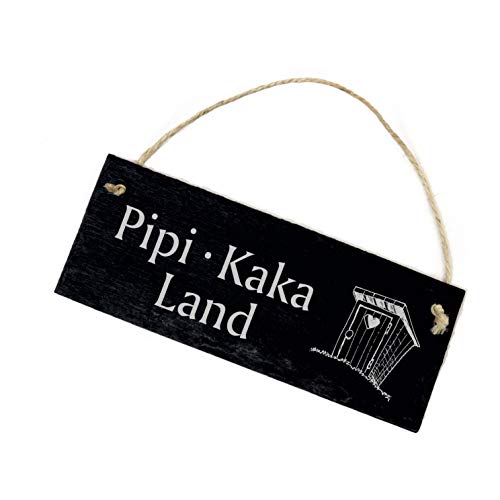 Pipi Kaka Land Schild Schiefertafel Gravur - Toilettenschild Schiefer WC Türschild 22x8cm | Dekolando von DEKO-LANDO