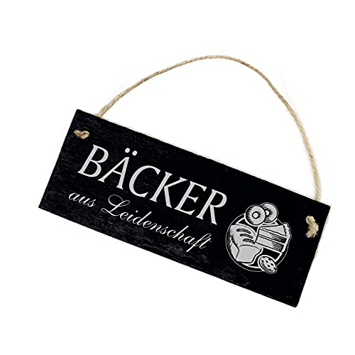 Dekolando Bäckerei Schild Schiefertafel graviert - Bäcker aus Leidenschaft - Schiefer Backshop Dekoschild 22x8cm von DEKO-LANDO