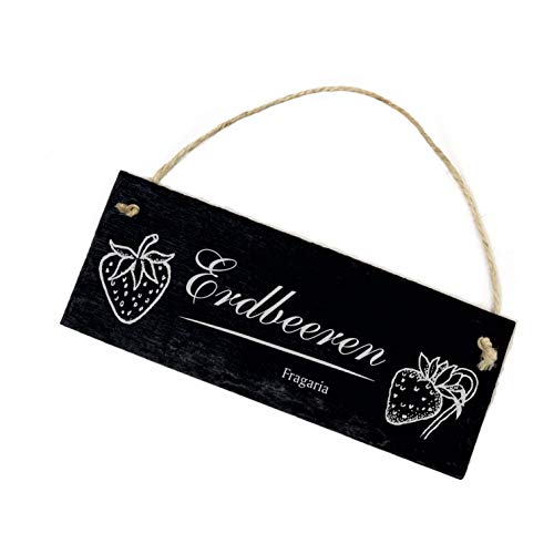 Dekolando Schild - Erdbeeren - Garten Beet Dekoschild Schiefertafel graviert 22x8cm von DEKO-LANDO