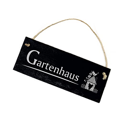 Schild Schiefertafel graviert - Gartenhaus - Schiefer Dekoschild Gartenschild 22x8cm | Dekolando Home Accessoires von DEKO-LANDO