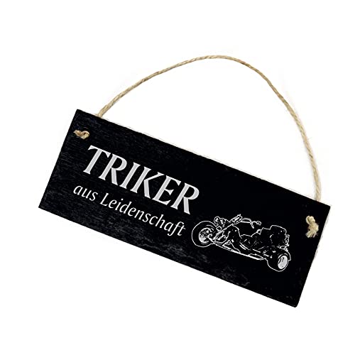 Schild Schiefertafel graviert - TRIKER aus Leidenschaft - Trike Schiefer Dekotafel 22x8cm | Dekolando Home Accessoires von DEKO-LANDO