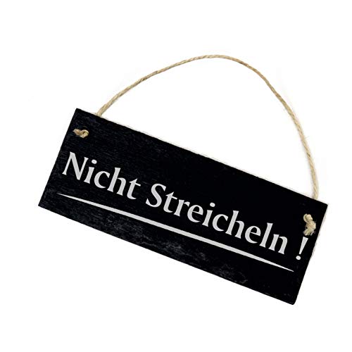 Schild Schiefertafel mit Gravur - Nicht Streicheln ! Türschild Dekoschild 22x8cm von DEKO-LANDO