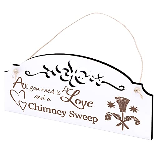 Schild Schornsteinfeger Deko 20x10cm - All you need is Love and a Chimney Sweep - Holz Wanddeko Dekoration Wand von DEKO-LANDO