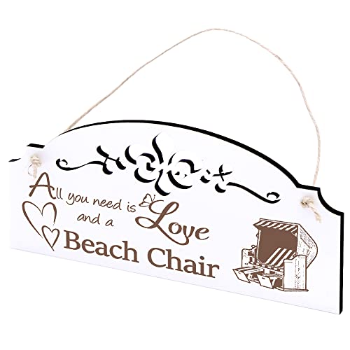 Schild Strandkorb Deko 20x10cm - All you need is Love and a Beach Chair - Holz Wanddeko Dekoration Wand von DEKO-LANDO