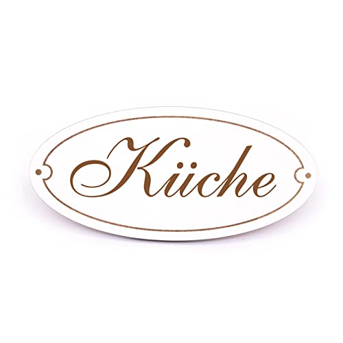 Schild Türschild Oval - Küche - selbstklebend Hinweisschild Dekoschild 15 x 7 cm (Küche - deutsch) von DEKO-LANDO