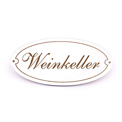 Schild Türschild Oval - Weinkeller - selbstklebend graviert Dekoschild 15x7cm von DEKO-LANDO