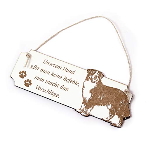 Schild Unserem Hund macht man Vorschläge - Türschild Berner Sennenhund - ca. 19,5 x 7,5 cm von DEKO-LANDO