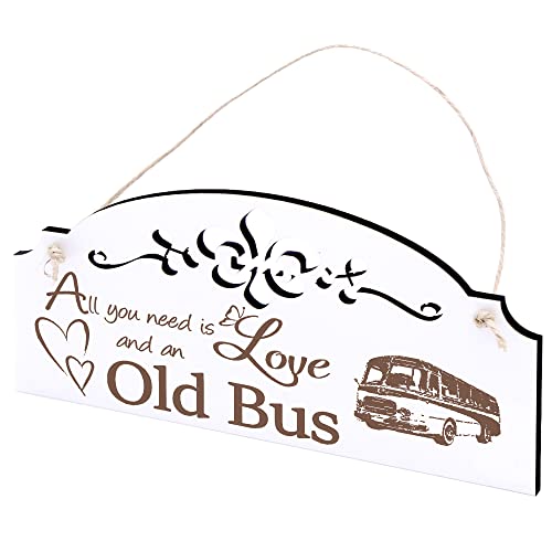 Schild alter Bus Deko 20x10cm - All you need is Love and an Old Bus - Holz Wanddeko Dekoration Wand Schild alter Bus Deko 20x10cm - All you need is Love and an Old Bus - Holz Wanddeko Dekoration Wand von DEKO-LANDO