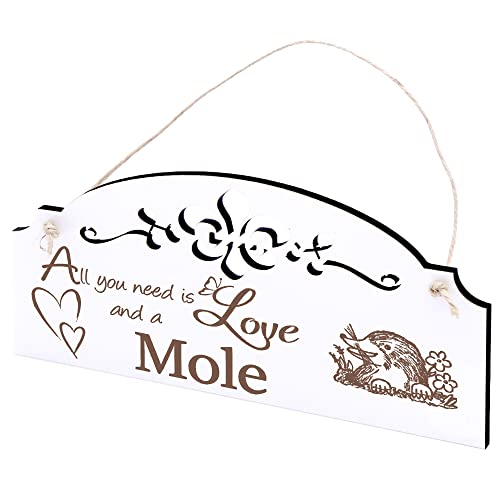 Schild niedlicher Maulwurf Deko 20x10cm - All you need is Love and a Mole - Holz Wanddeko Dekoration Wand Schild niedlicher Maulwurf Deko 20x10cm - All you need is Love and a Mole - Holz Wanddeko Dekoration Wand von DEKO-LANDO