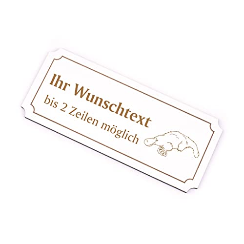 Schild selbstklebend graviert PLATYPUS und Wunschtext - Klingelschild Türschild 19x8cm von DEKO-LANDO