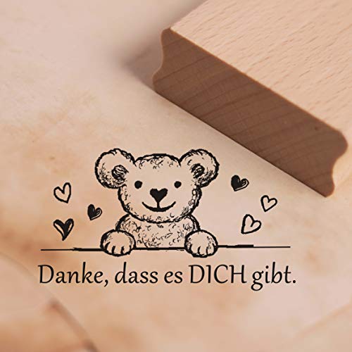 Stempel Danke, dass es dich gibt - Teddy Herzen Motivstempel ca. 48 x 27 mm von DEKO-LANDO