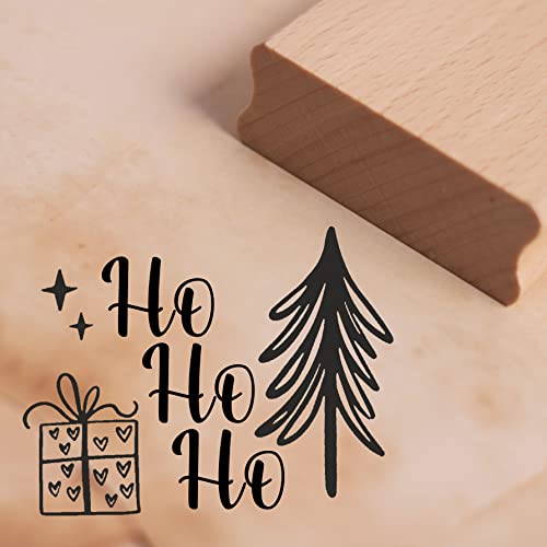 Stempel Ho ho ho - Tannenbaum Geschenk Motivstempel modern minimalistisch ca. 48 x 41 mm von DEKO-LANDO