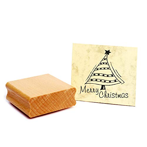 Stempel Merry Christmas - Tannenbaum Stern ca. 48 x 48 mm von DEKO-LANDO