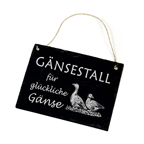 Gänse Schild aus Schiefer gravur Gänsestall für glückliche Gänse - Schiefertafel Türschild 22x16cm | Dekolando von DEKO-LANDO