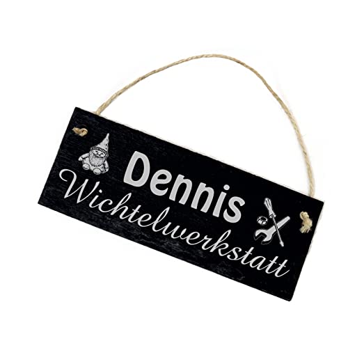 Wichtelwerkstatt Wichtel Schild Schiefer - mit Namen personalisiert - Wichtelgeschenk graviert 22 x 8 cm von DEKO-LANDO