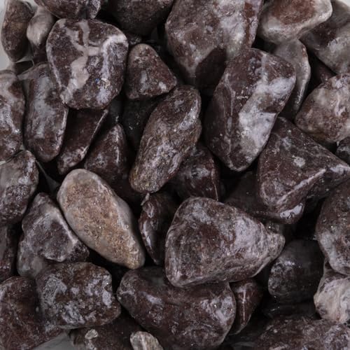 Natursteine, ca. 15-25 mm, 1 kg Beutel, viele Farben erhältlich | Dekosteine | Dekosand | Dekokies | Ziersteine | Kieselsteine | Bastel Steine | Dekogranulat | Streudeko | Füllmaterial (dunkelrot) von DEKO MARKET