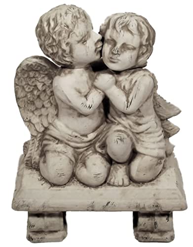 DEKO TRADER Küssendes Engel Pärchen Schutzengel, 33,5 cm, antiker Look, Büste aus Keramik von DEKO TRADER