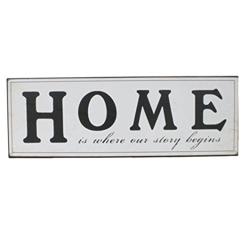 Schild aus Metall - HOME is where our story begins - 35 x 12 cm - Vintage Blechschild von DEKO TRADER