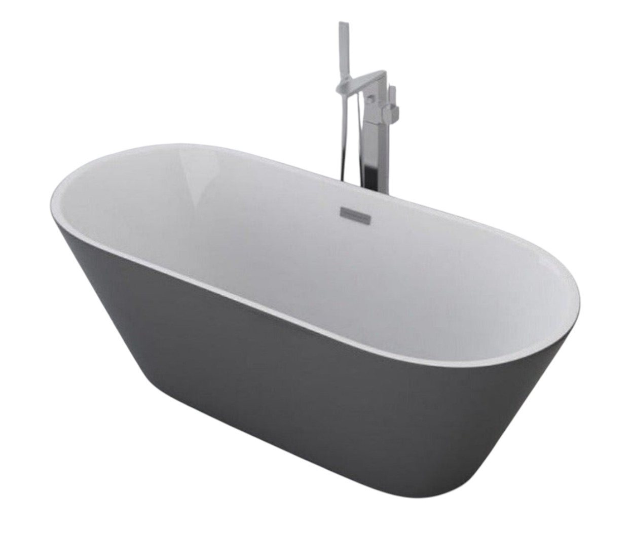 DEKO VERTRIEB BAYERN Badewanne Luxus Premium Badewanne grau freistehend 170x80 cm von DEKO VERTRIEB BAYERN