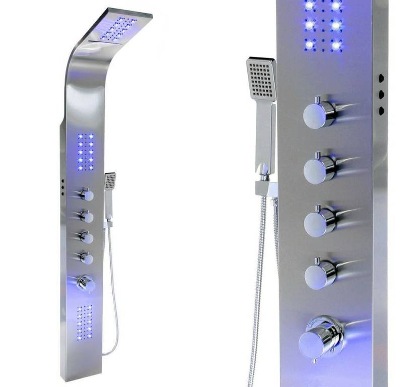 DEKO VERTRIEB BAYERN Brausegarnitur LED Edelstahl Premium 165 Duschpaneel Multi Funktionen von DEKO VERTRIEB BAYERN