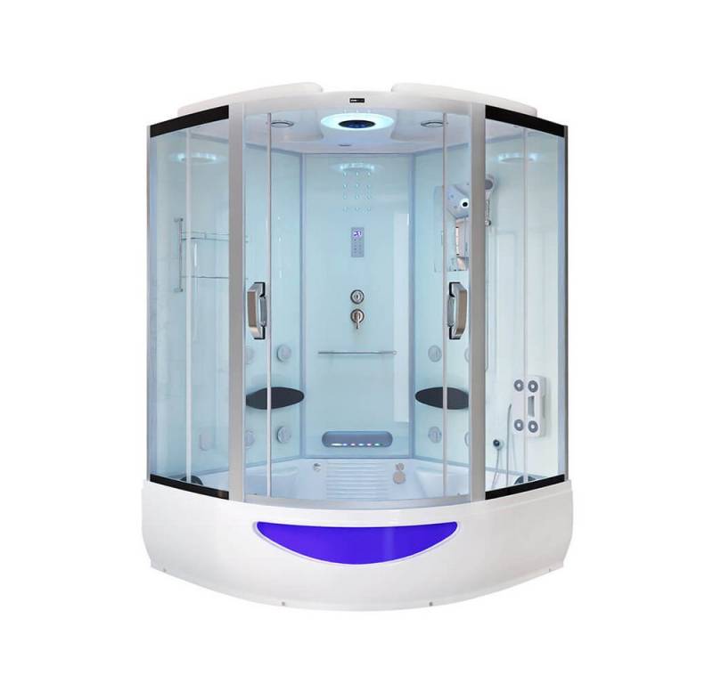 DEKO VERTRIEB BAYERN Dampfdusche XL Luxus LED Dampfdusche inkl. Whirlpool-SET 150x150 x220 weiss Dampf von DEKO VERTRIEB BAYERN