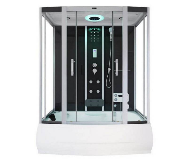 DEKO VERTRIEB BAYERN Dampfdusche XXL Luxus LED Dampfdusche inkl. Whirlpool-SET 170x90 +Radio Black von DEKO VERTRIEB BAYERN