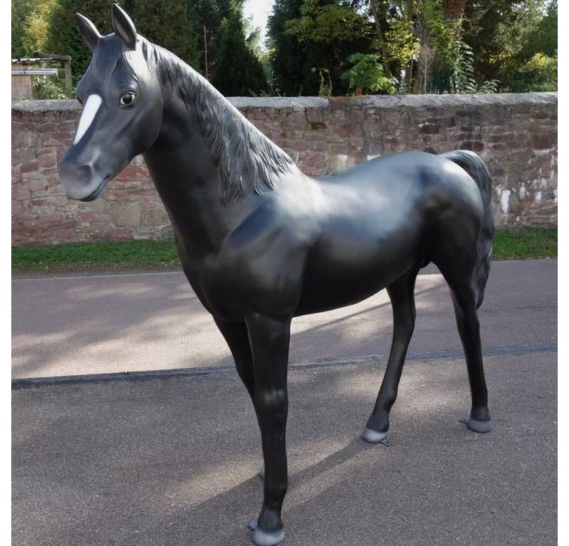 DEKO VERTRIEB BAYERN Gartenfigur XXL Pferd lebensgross Premium Gartendeko 220 cm schwarz Deko Figur von DEKO VERTRIEB BAYERN