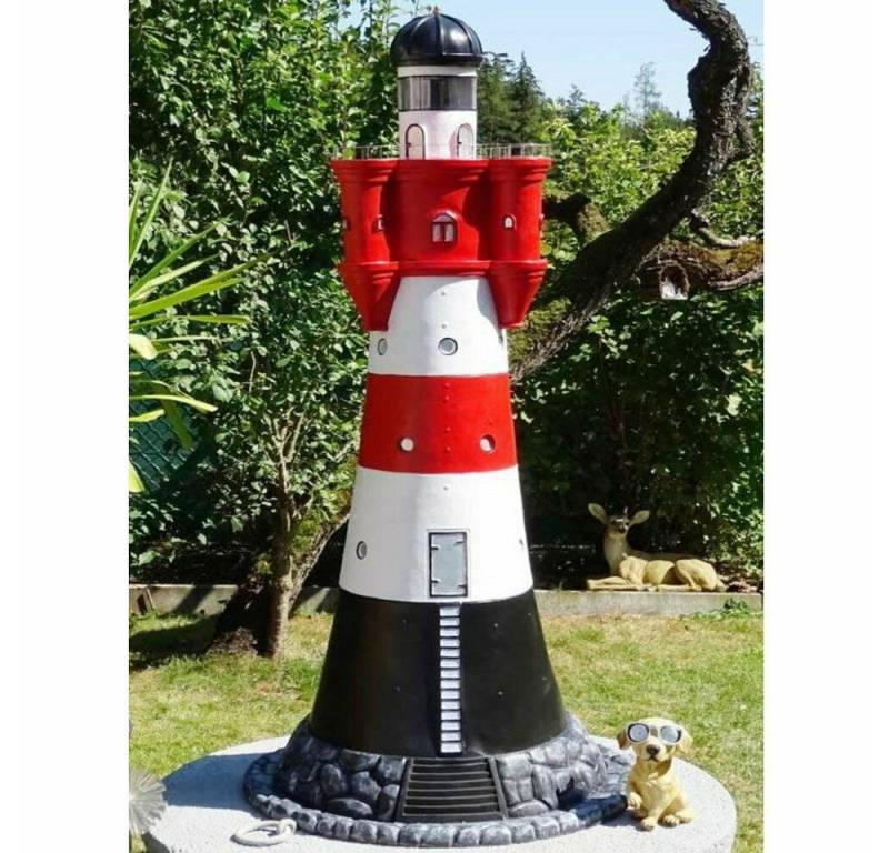 DEKO VERTRIEB BAYERN Gartenfigur XXL Premium Leuchtturm 180 cm Roter Sand rot/weiß von DEKO VERTRIEB BAYERN