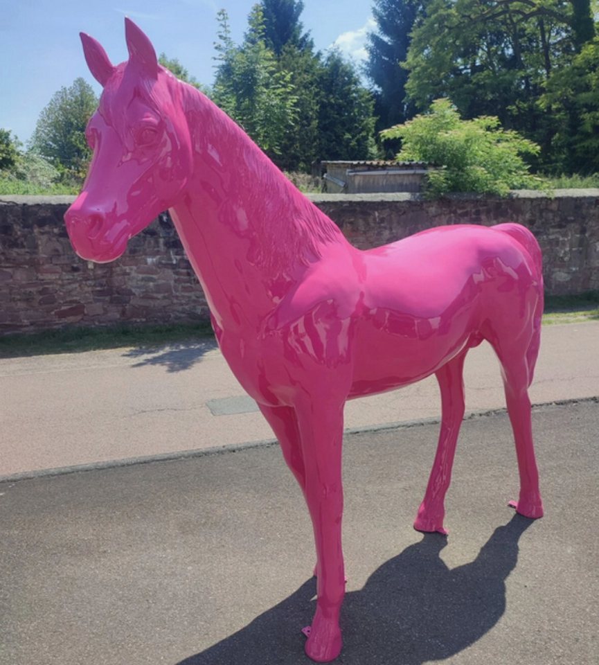 DEKO VERTRIEB BAYERN Gartenfigur XXL Premium Pferd lebensgross Gartendeko 220 cm Garten Deko Figur Pink von DEKO VERTRIEB BAYERN