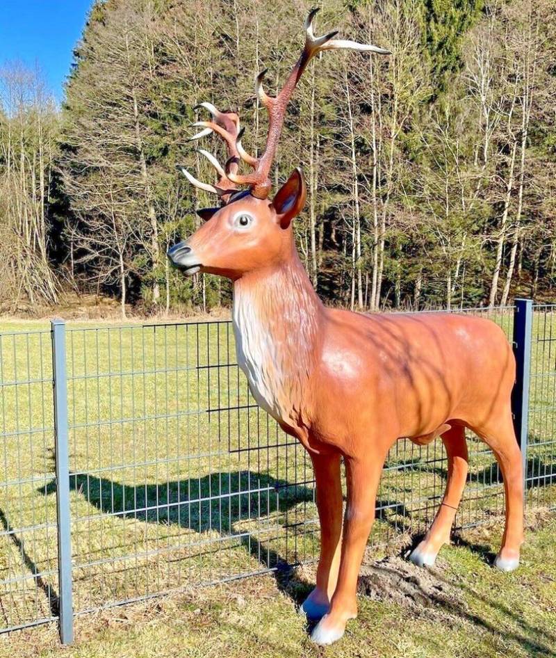 DEKO VERTRIEB BAYERN Gartenfigur XXL Rothirsch Hirsch lebensgross 250 cm Wild Garten Deko von DEKO VERTRIEB BAYERN