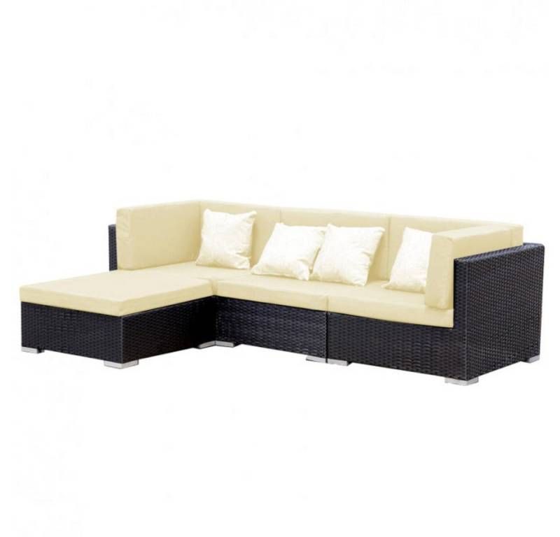 DEKO VERTRIEB BAYERN Gartenlounge-Set Luxus Premium Garten Lounge SET schwarz-beige Polyrattan Gartenmöbel 1 von DEKO VERTRIEB BAYERN