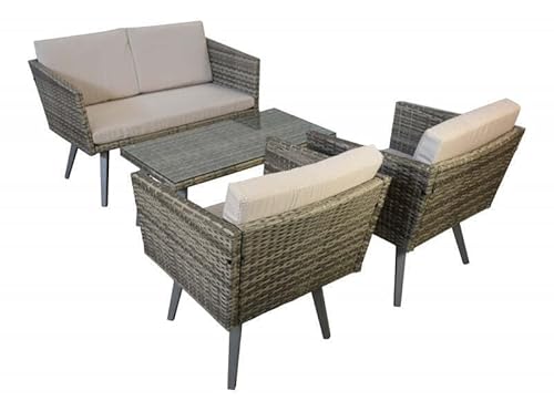 DEKO VERTRIEB BAYERN Luxus Premium Garten Design Lounge Polyrattan grau meliert Sitzgruppe 12-teilig inkl. Spedition von DEKO VERTRIEB BAYERN