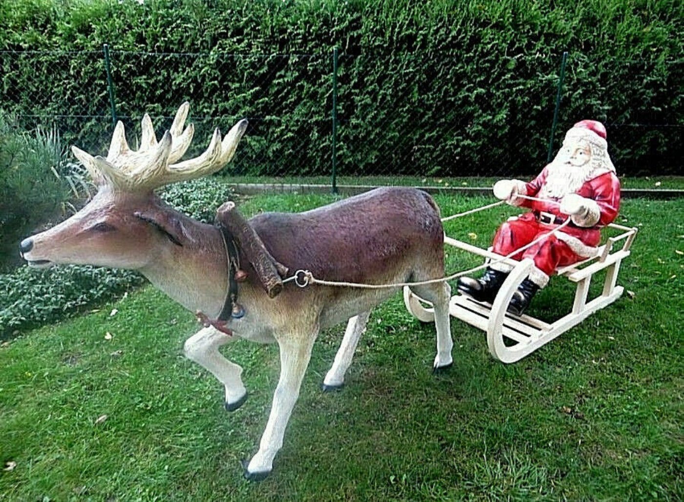 DEKO VERTRIEB BAYERN Weihnachtsfigur XXL Rentier+Weihnachtsmann+Schlitten ca. 2,90m lang von DEKO VERTRIEB BAYERN