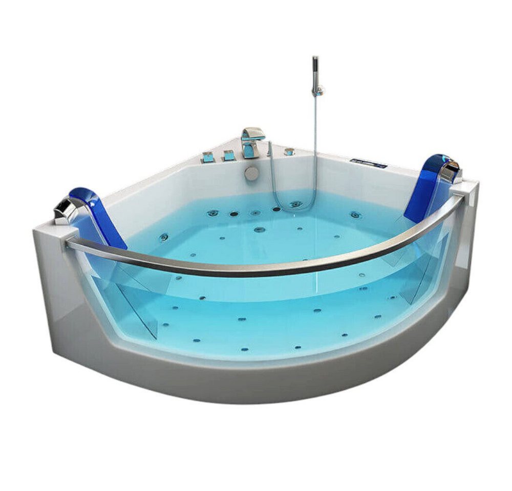 DEKO VERTRIEB BAYERN Whirlpool-Badewanne XXL Luxus LED Whirlpool Badewanne 140x140 cm +17 Jets+Heizung +Ozon+ R von DEKO VERTRIEB BAYERN