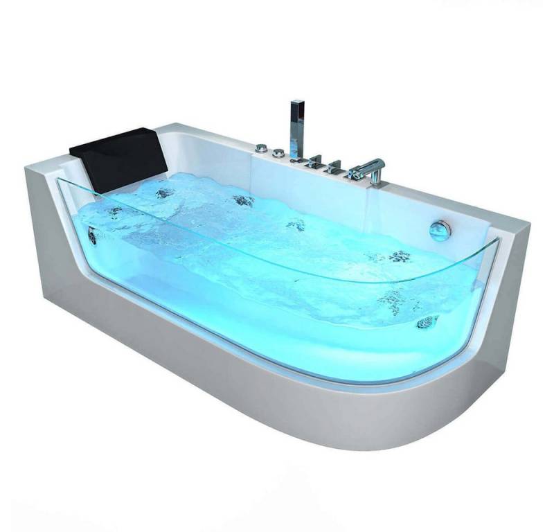 DEKO VERTRIEB BAYERN Whirlpool-Badewanne XXL Luxus Whirlpool Badewanne 170x80x59 cm rechts Jets + Farblicht von DEKO VERTRIEB BAYERN