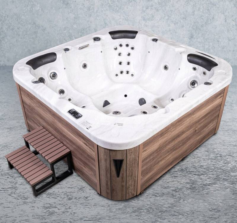 DEKO VERTRIEB BAYERN Whirlpool XXL Luxus SPA LED Whirlpool SET 215x215 Farblicht Outdoor+Indoor Pool von DEKO VERTRIEB BAYERN