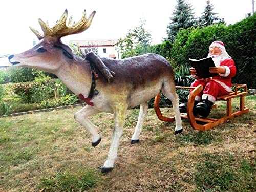 DEKO VERTRIEB BAYERN XXL Rentier+Schlitten+Weihnachtsmann lebensgross 2,80m lang Weihnachtsdeko Santa von DEKO VERTRIEB BAYERN