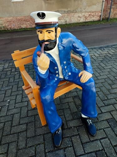 XL Premium Seemann auf Bank lebensgross 130cm Matrose Garten Deko Figur von DEKO VERTRIEB BAYERN